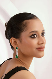 Diamante Emerald Link Dangler Earrings