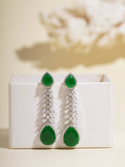 Diamante Emerald Link Dangler Earrings