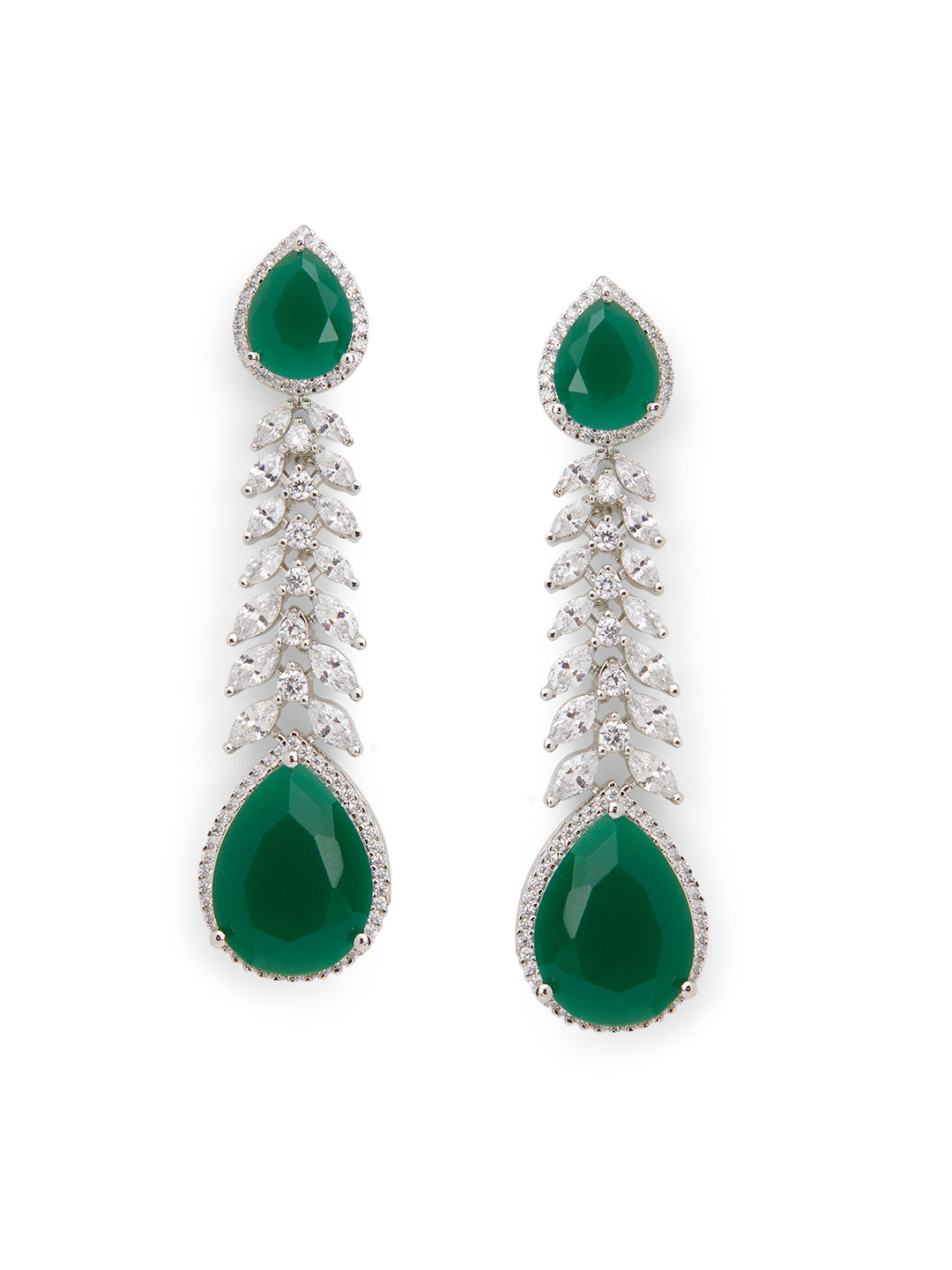 Diamante Emerald Link Dangler Earrings