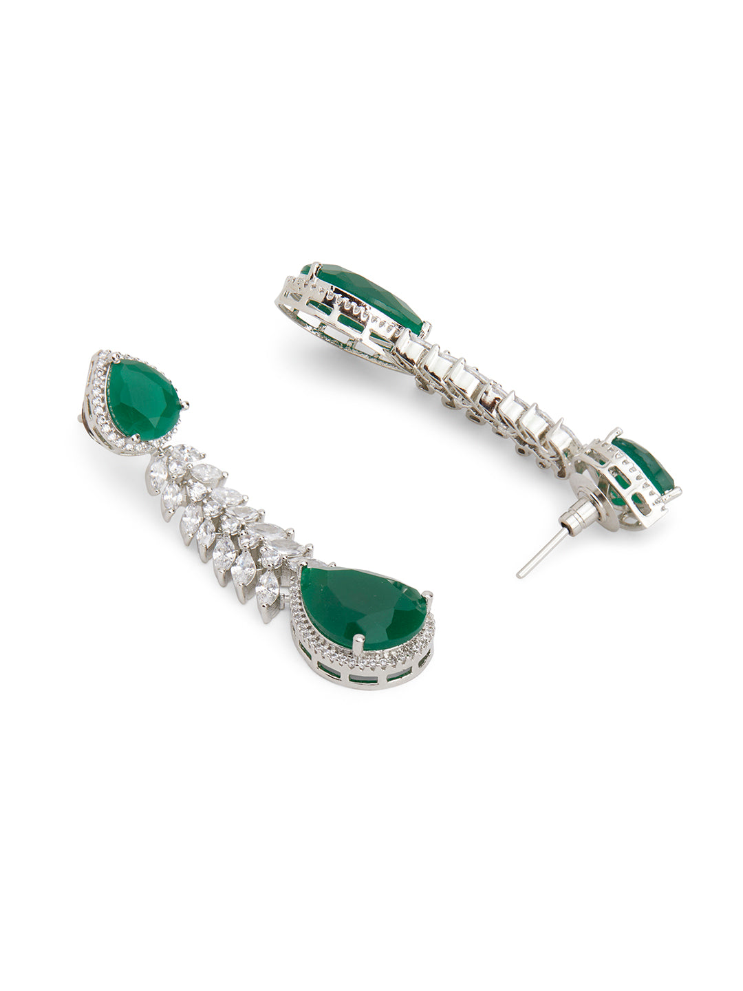 Diamante Emerald Link Dangler Earrings