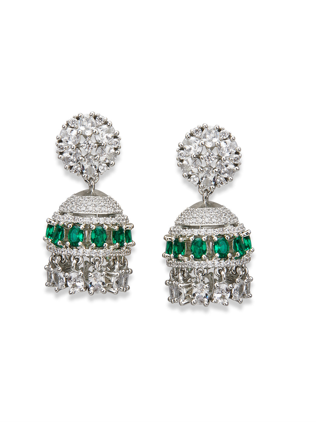 Diamante Emerald Green Mini Jhumkis