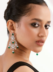 Diamante Emerald Drop Chandbali Earrings