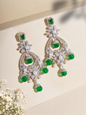 Diamante Emerald Drop Chandbali Earrings