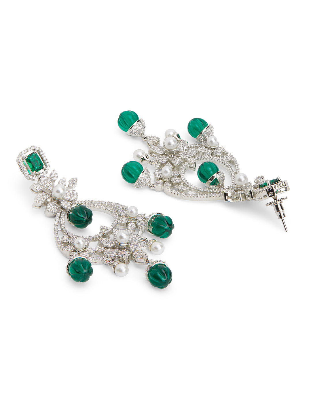 Diamante Emerald Drop Chandbali Earrings