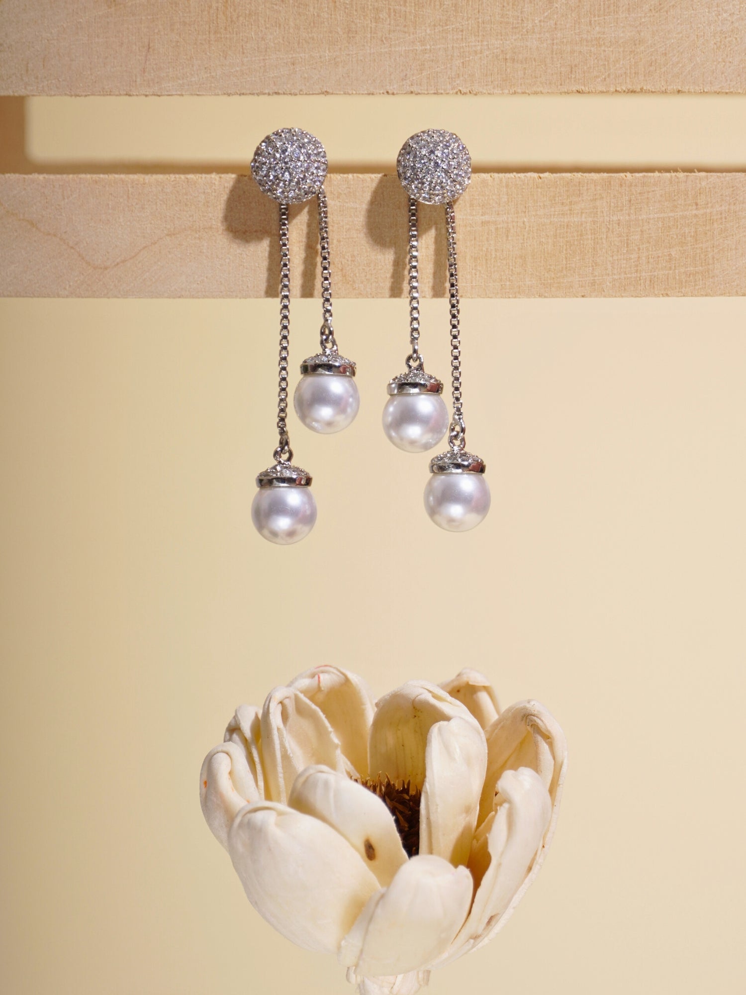 Twin Pearl Pendulum Drop Earrings