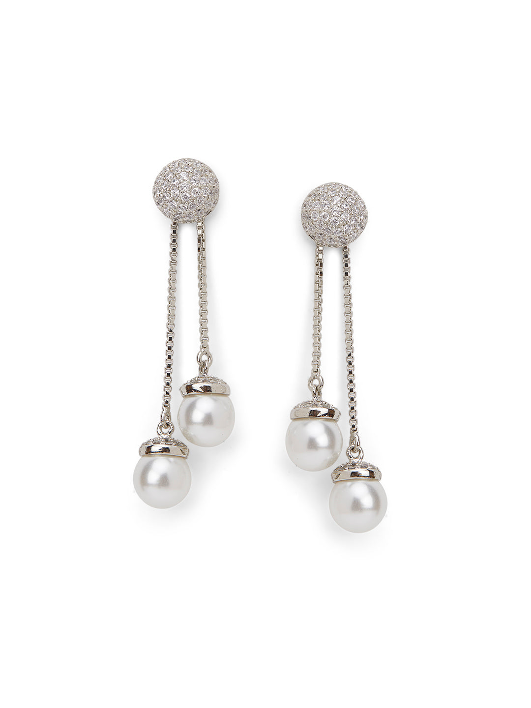 Twin Pearl Pendulum Drop Earrings