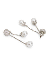 Twin Pearl Pendulum Drop Earrings