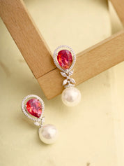 Ruby Rush Pearl Drop Earrings