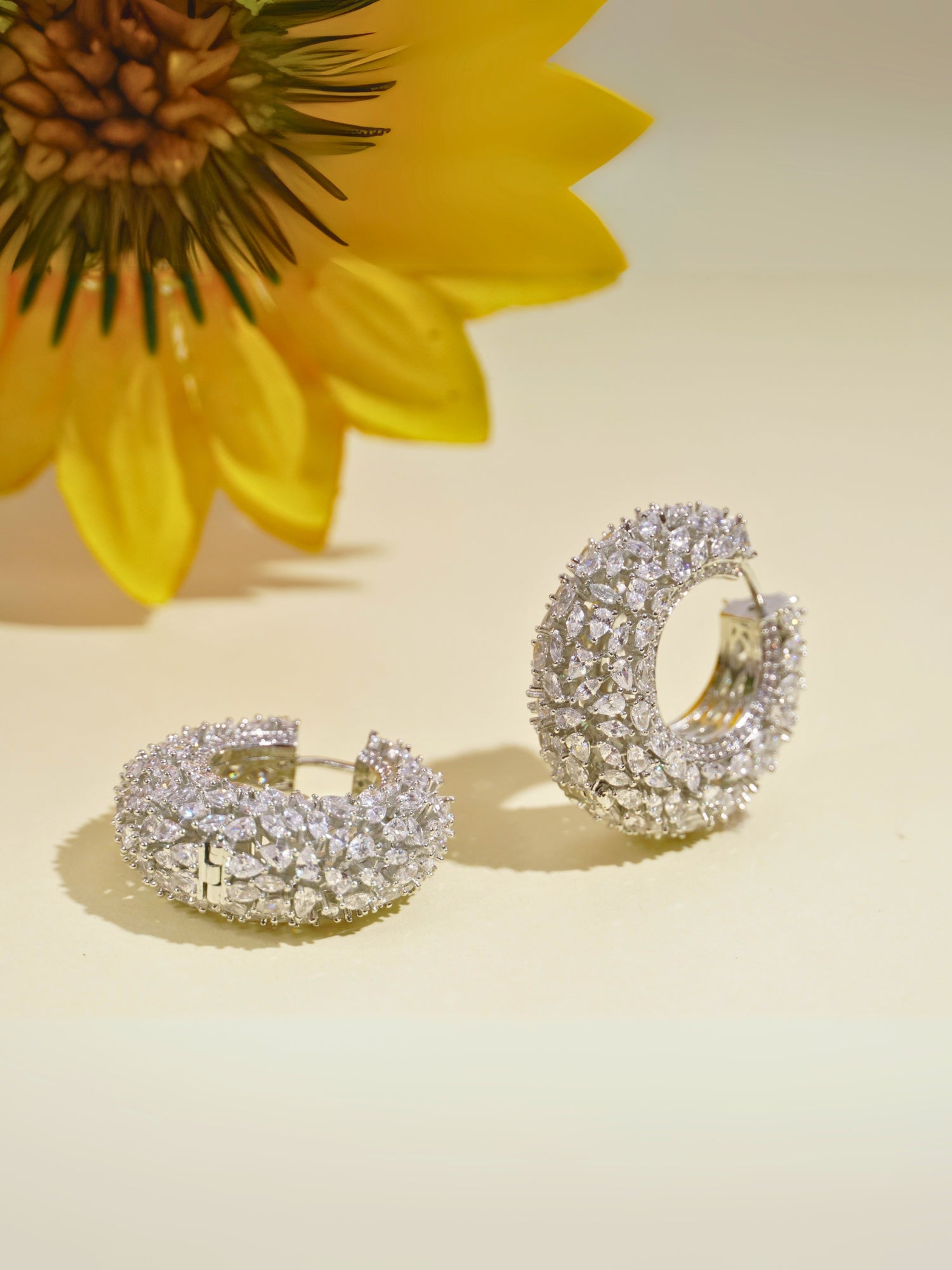 Diamante Frosted Hoop Earrings