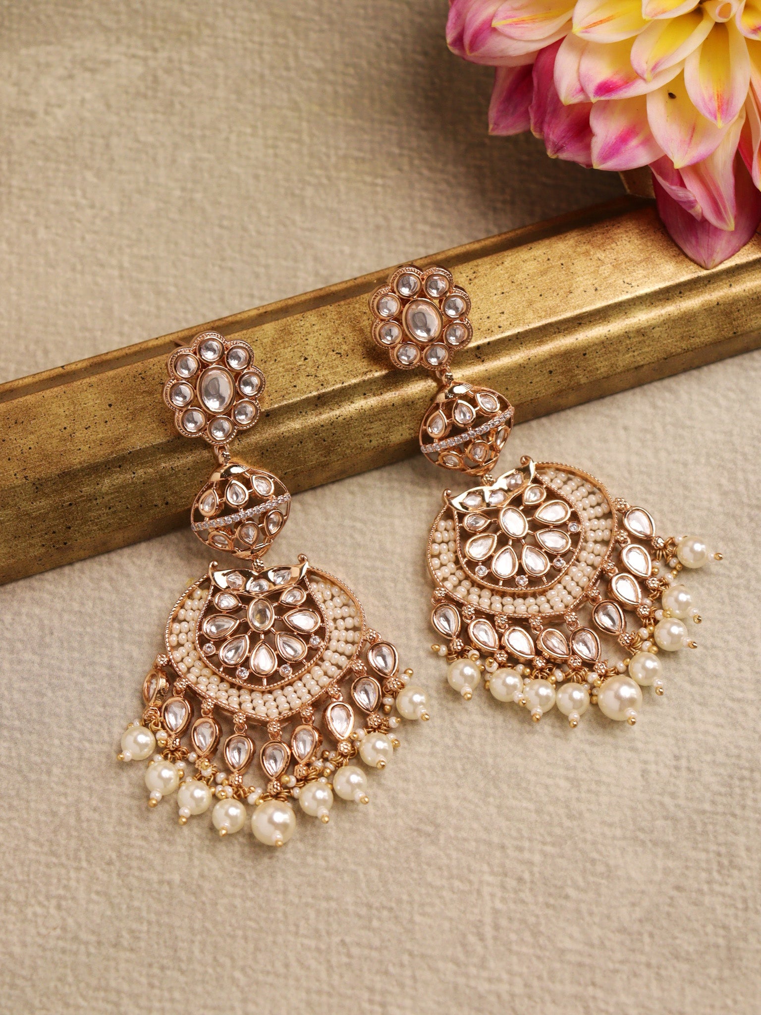 Kundan-Kempu Fusion Dangler Earrings