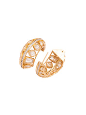 22 KT Gold Plated Polki studded Hoop Earring