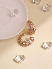 22 KT Gold Plated Polki studded Hoop Earring