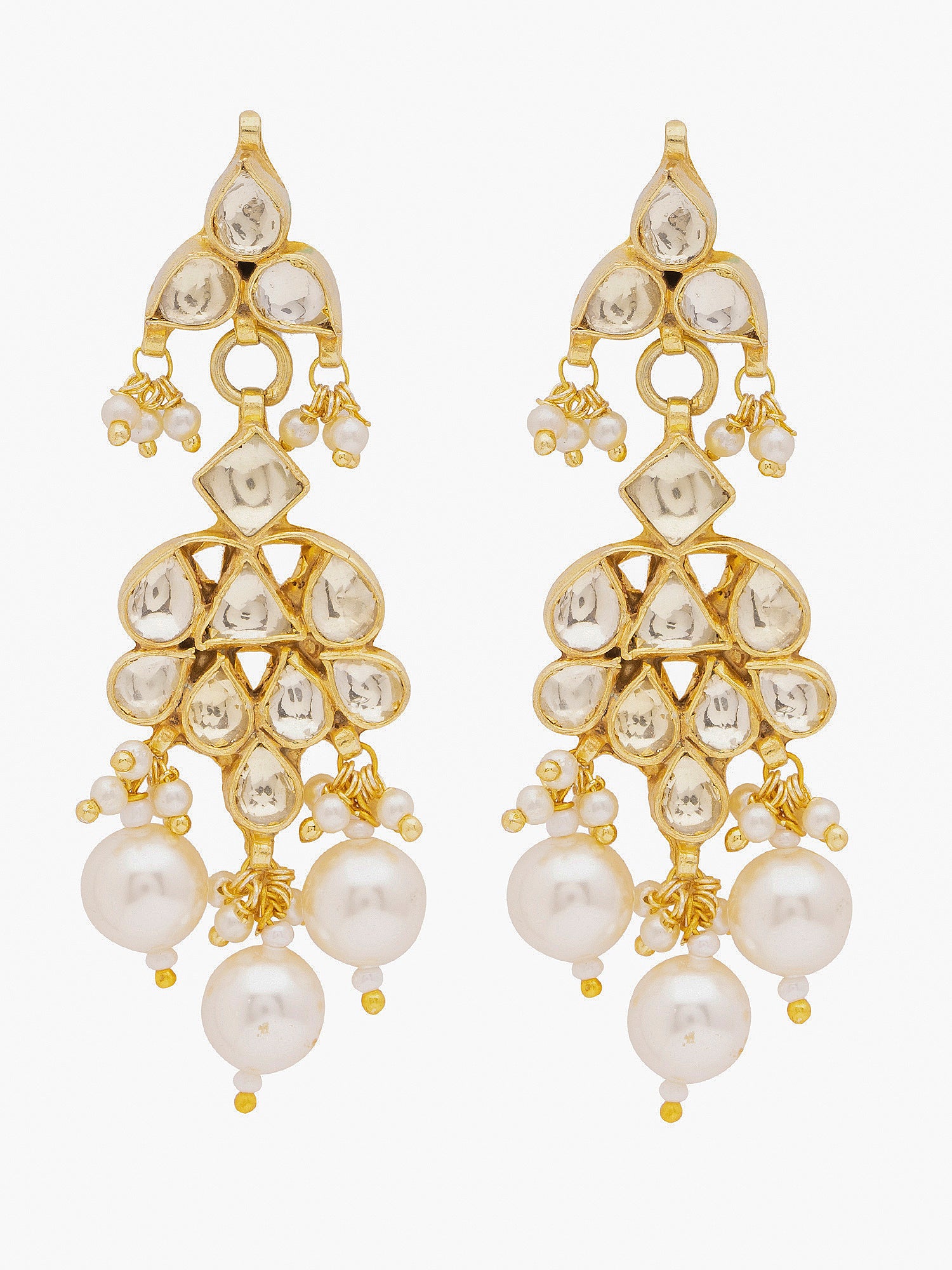 Gold Plated Pearl Stone Earring White