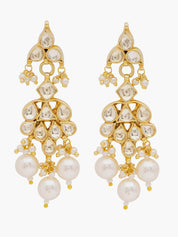 Gold Plated Pearl Stone Earring White