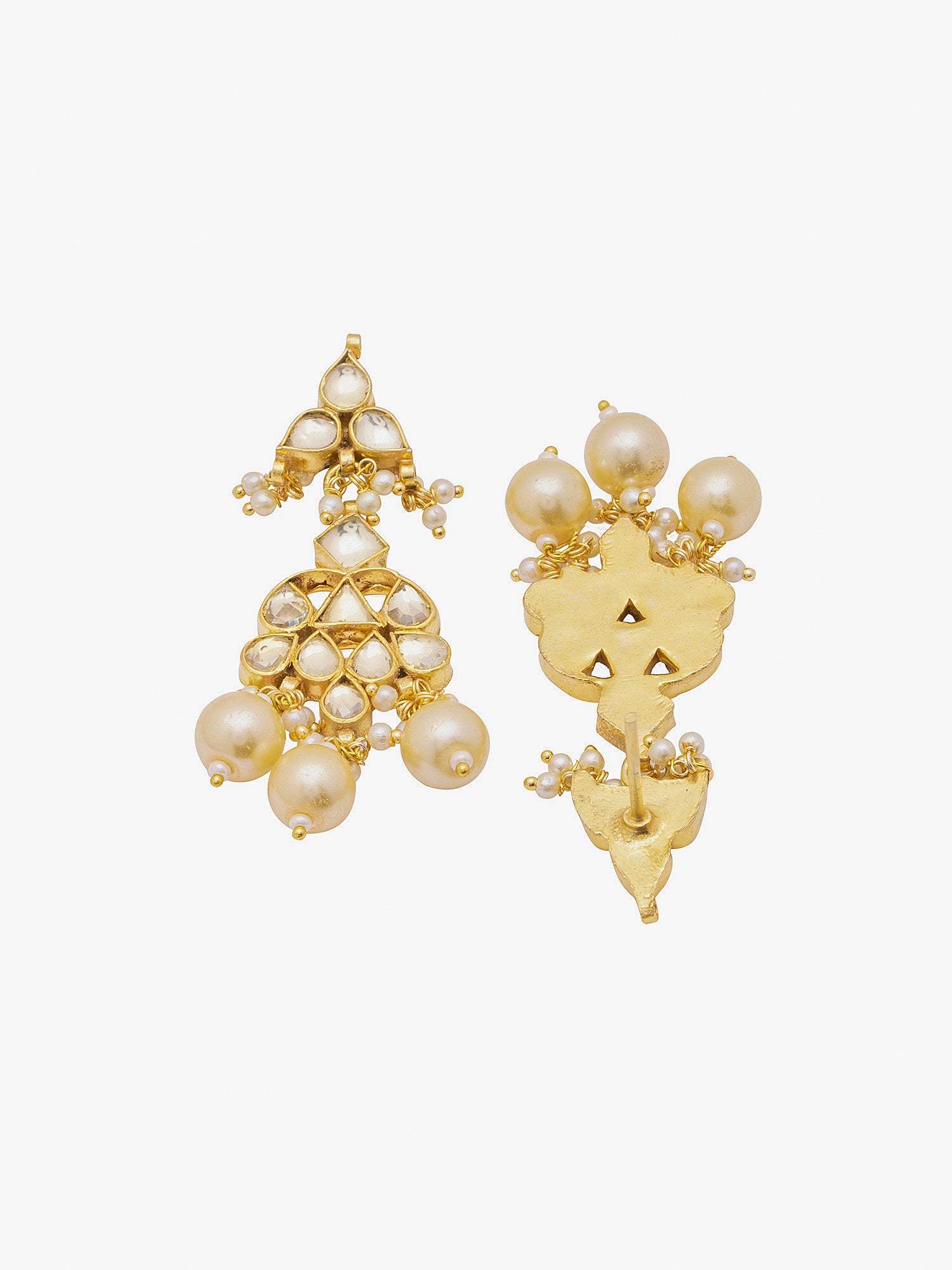 Gold Plated Pearl Stone Earring White