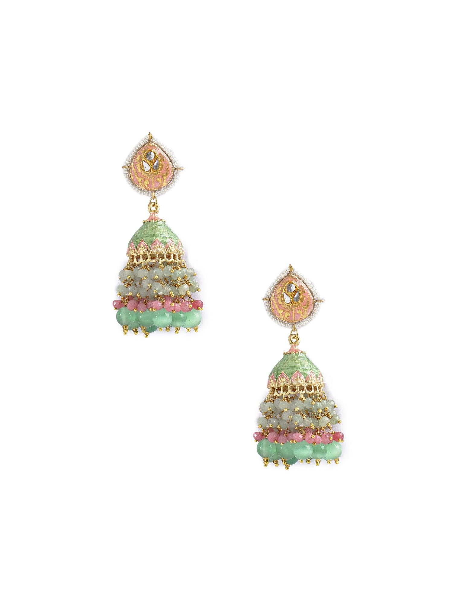 Pastel Hued Jhumki Drop Earrings