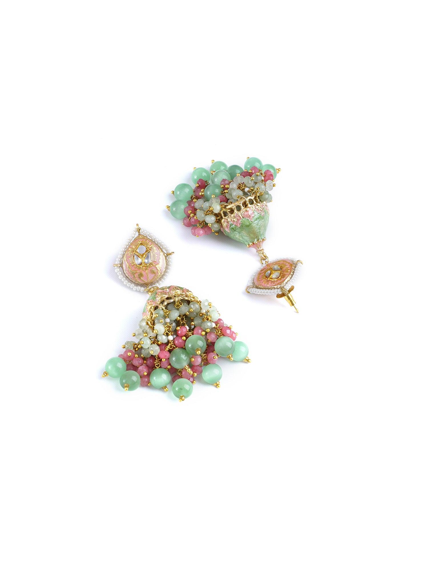 Pastel Hued Jhumki Drop Earrings