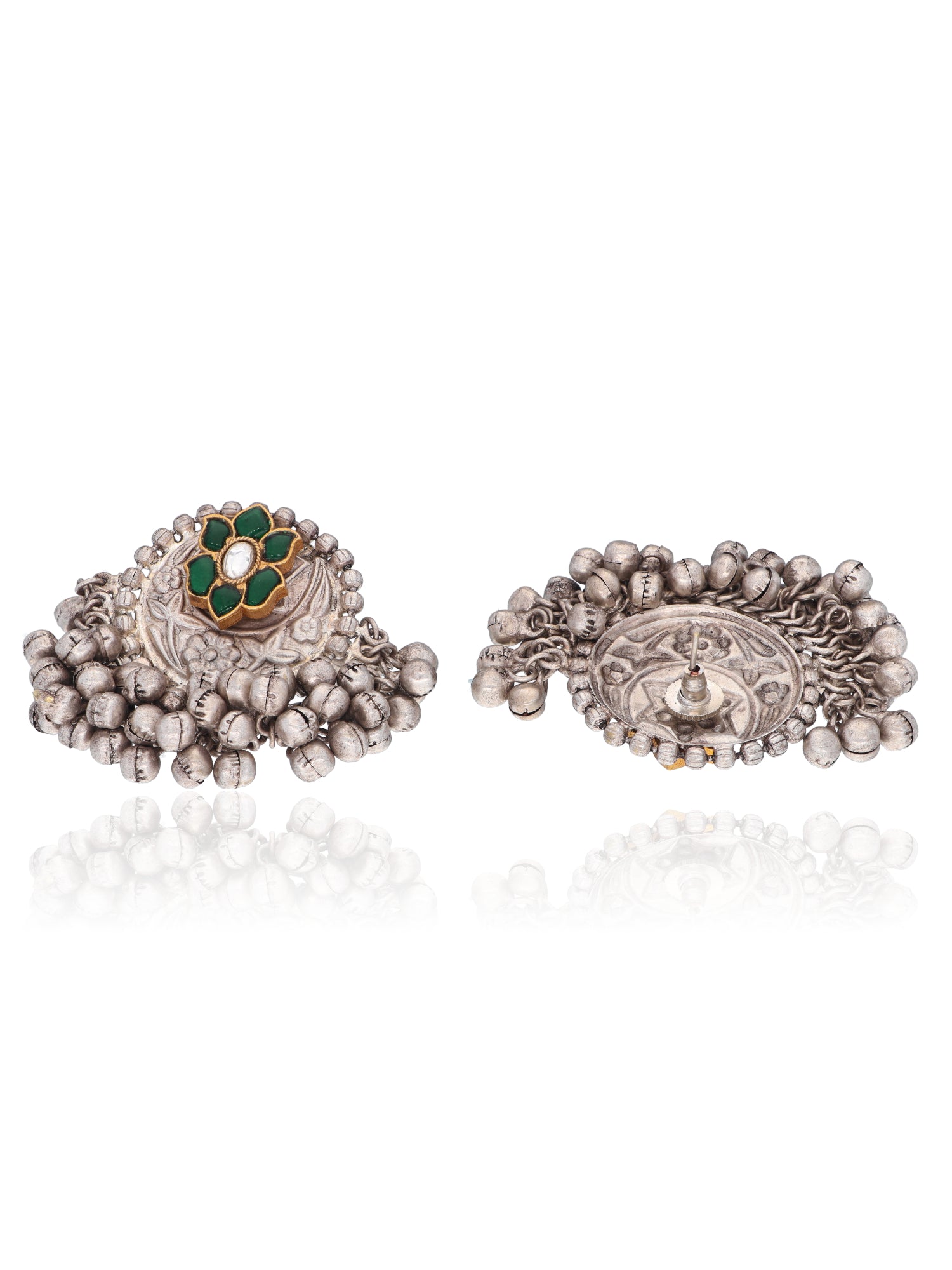 Aria Green Ghungroo Stud Earrings