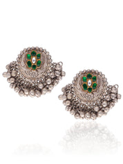 Aria Green Ghungroo Stud Earrings