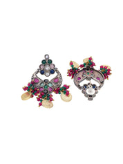 Rainbow Rangoli Coin Mini Chandbali Earrings