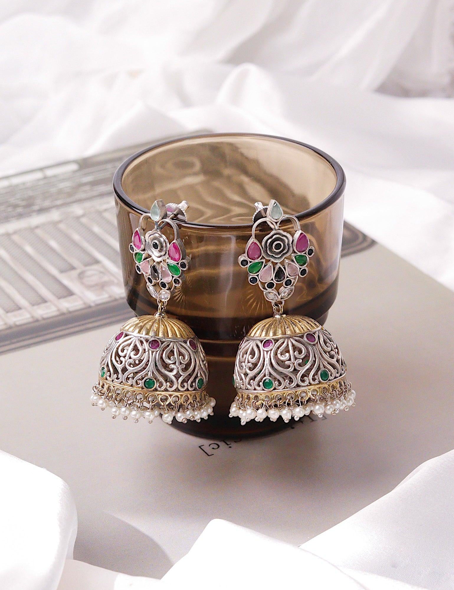 The Gypsy Whimsical Bloom Jhumki Earrings - Curio Cottage