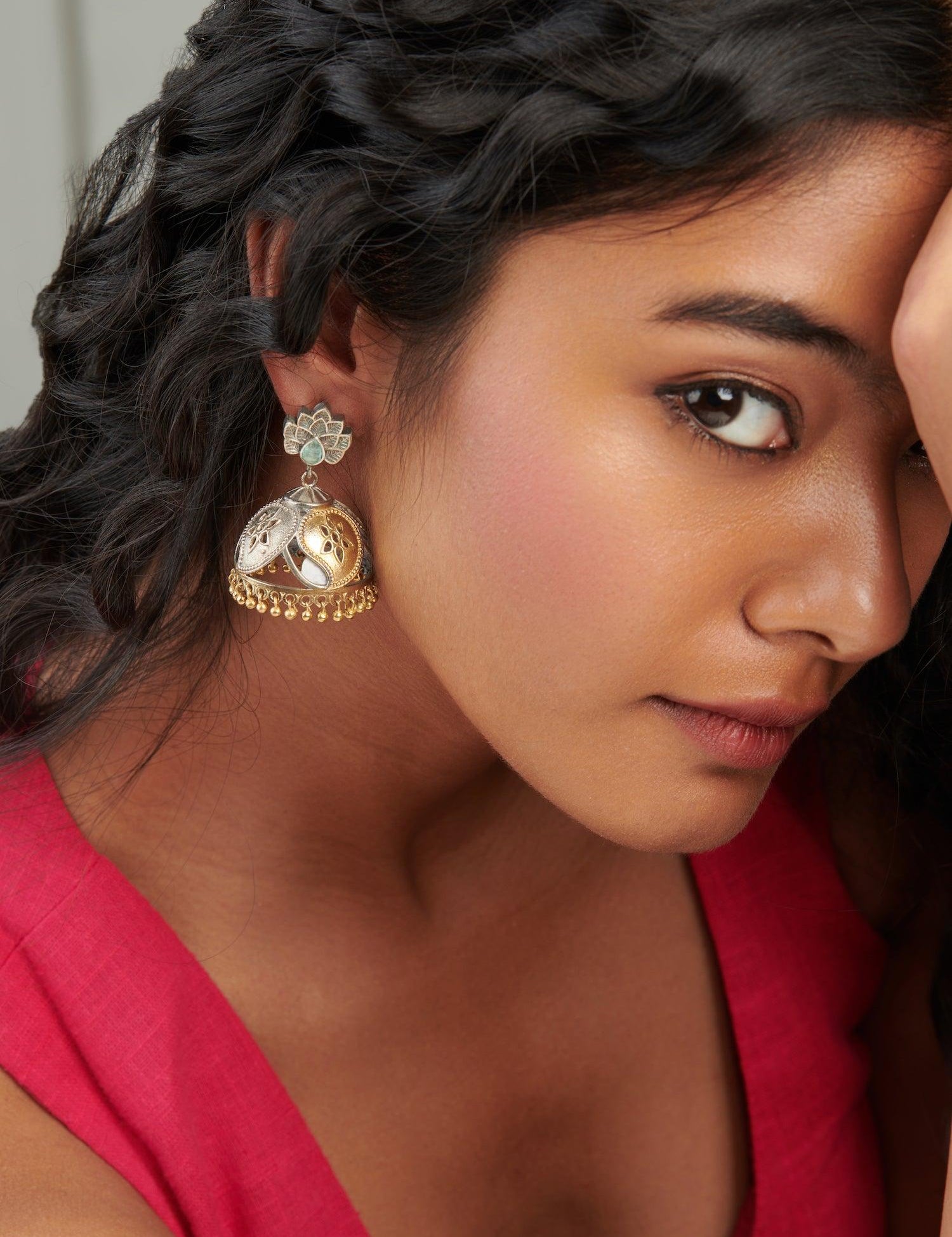 The Gypsy Jade jhumki Earrings - Curio Cottage