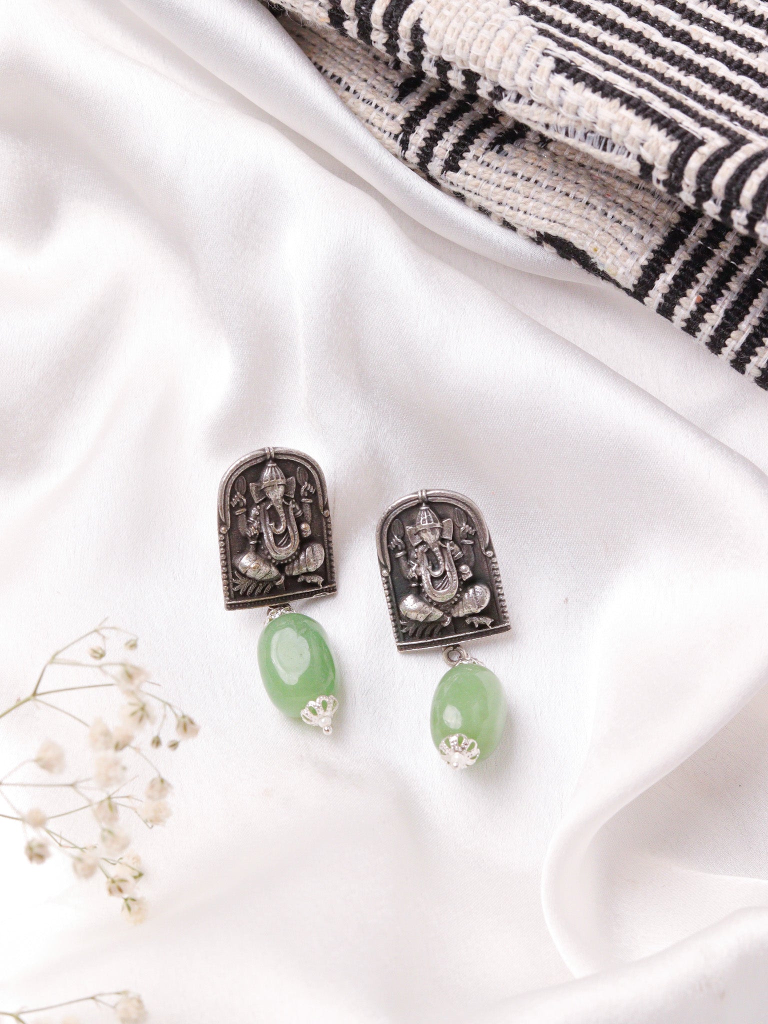 The Gypsy Ganesha Jade Drop Stud