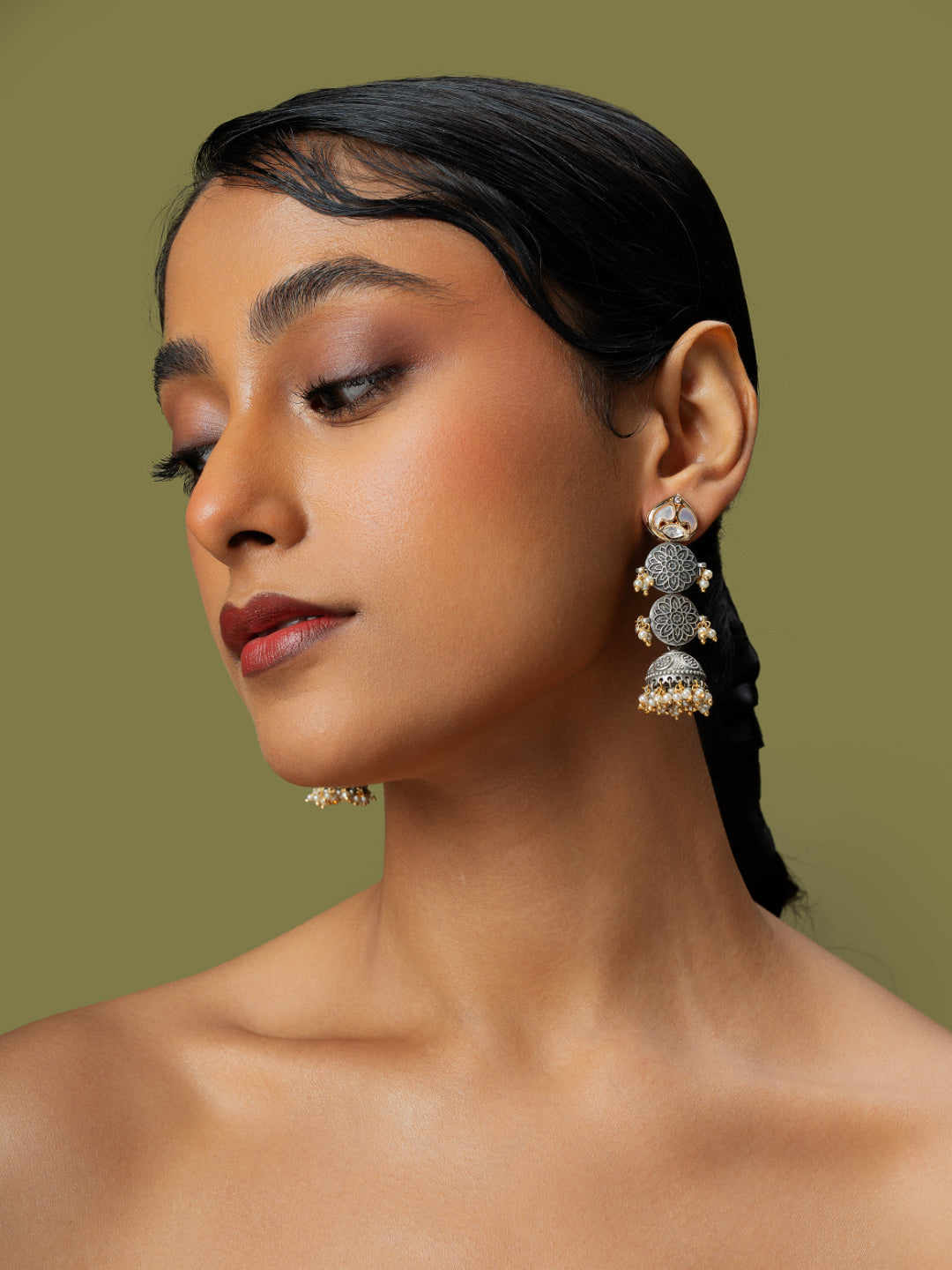 Gypsy Oxidised Coin Drop Jhumki Earrings