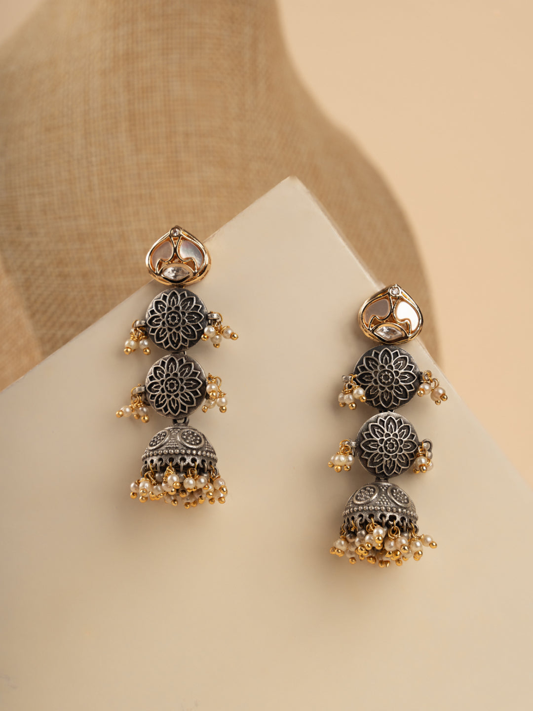 Gypsy Oxidised Coin Drop Jhumki Earrings