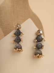 Gypsy Oxidised Coin Drop Jhumki Earrings