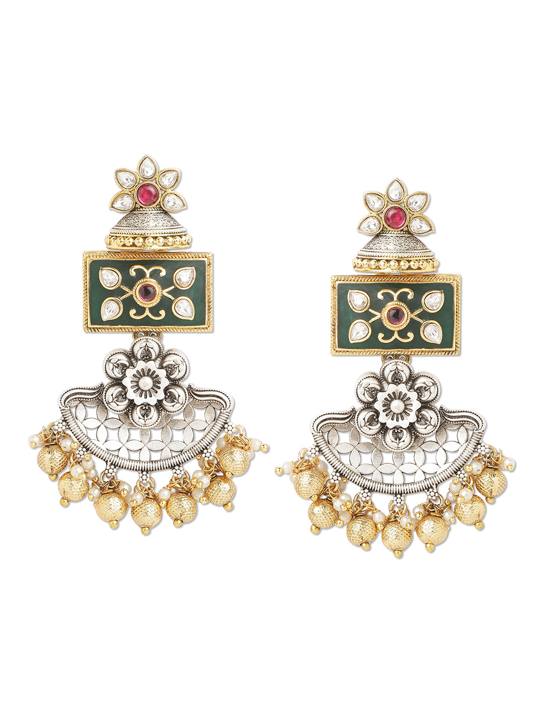 Two Toned Gypsy Lifafa Dangler Earrings