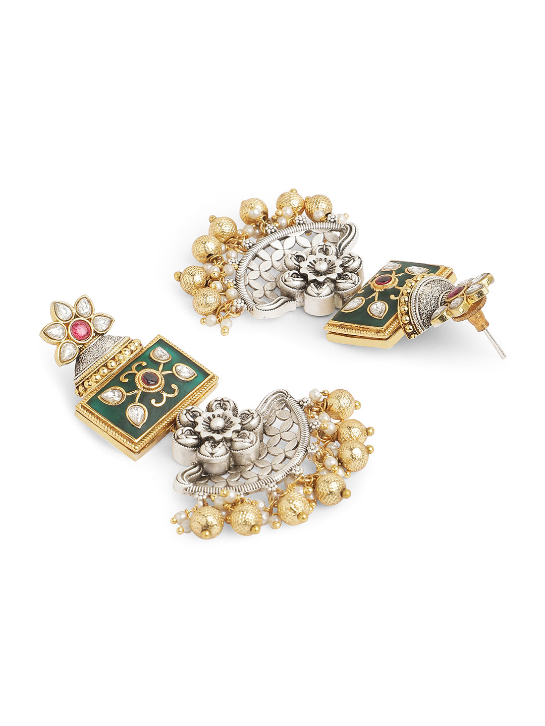 Two Toned Gypsy Lifafa Dangler Earrings