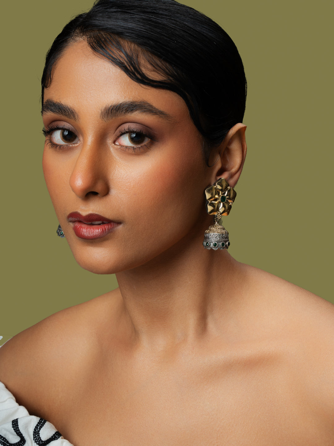 Gypsy Gilded Flower Jhumki Earrings