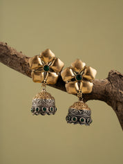 Gypsy Gilded Flower Jhumki Earrings