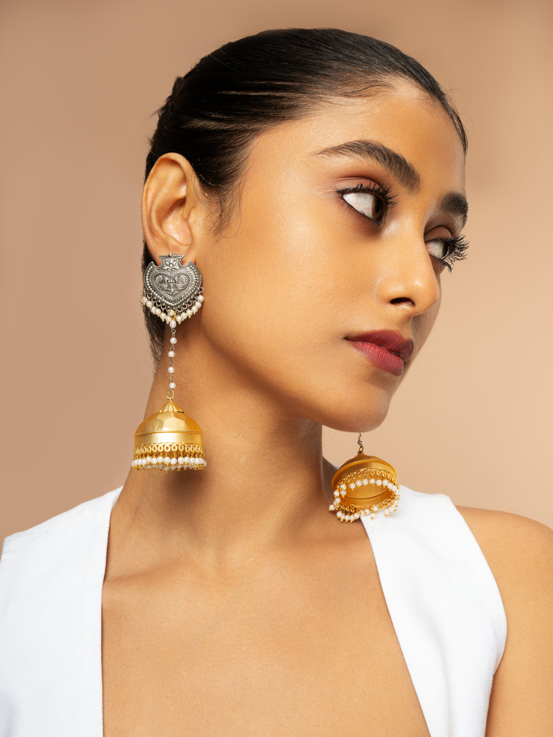 Dual Tone Dynasty Shoulder Duster Jhumkas