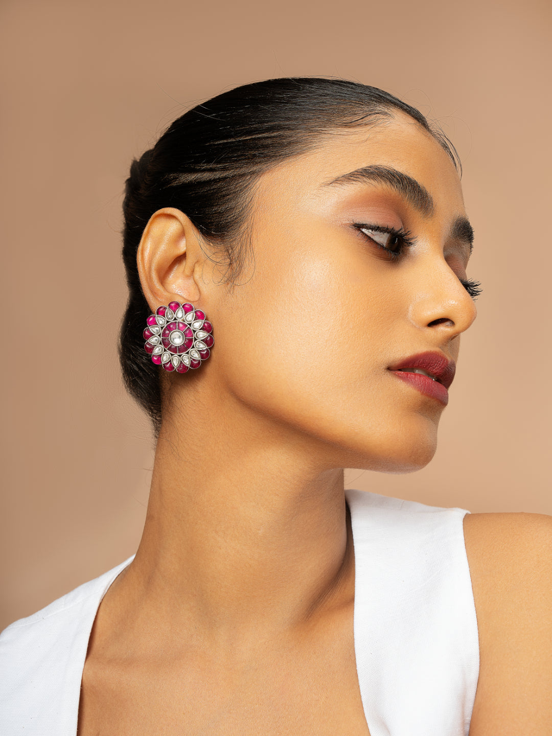 Gypsy Kundan Floral Stud Earrings