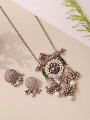 Aria Parrot and Pearls Long Necklace Set