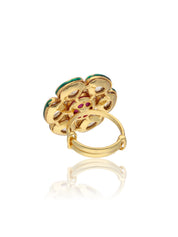 Bridal Red and Kundan Stone Aster Ring