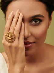 22K Gold Plated Ganesha  Filigree Ring