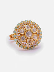 Mint Green Zircon-Studded Polki Ring