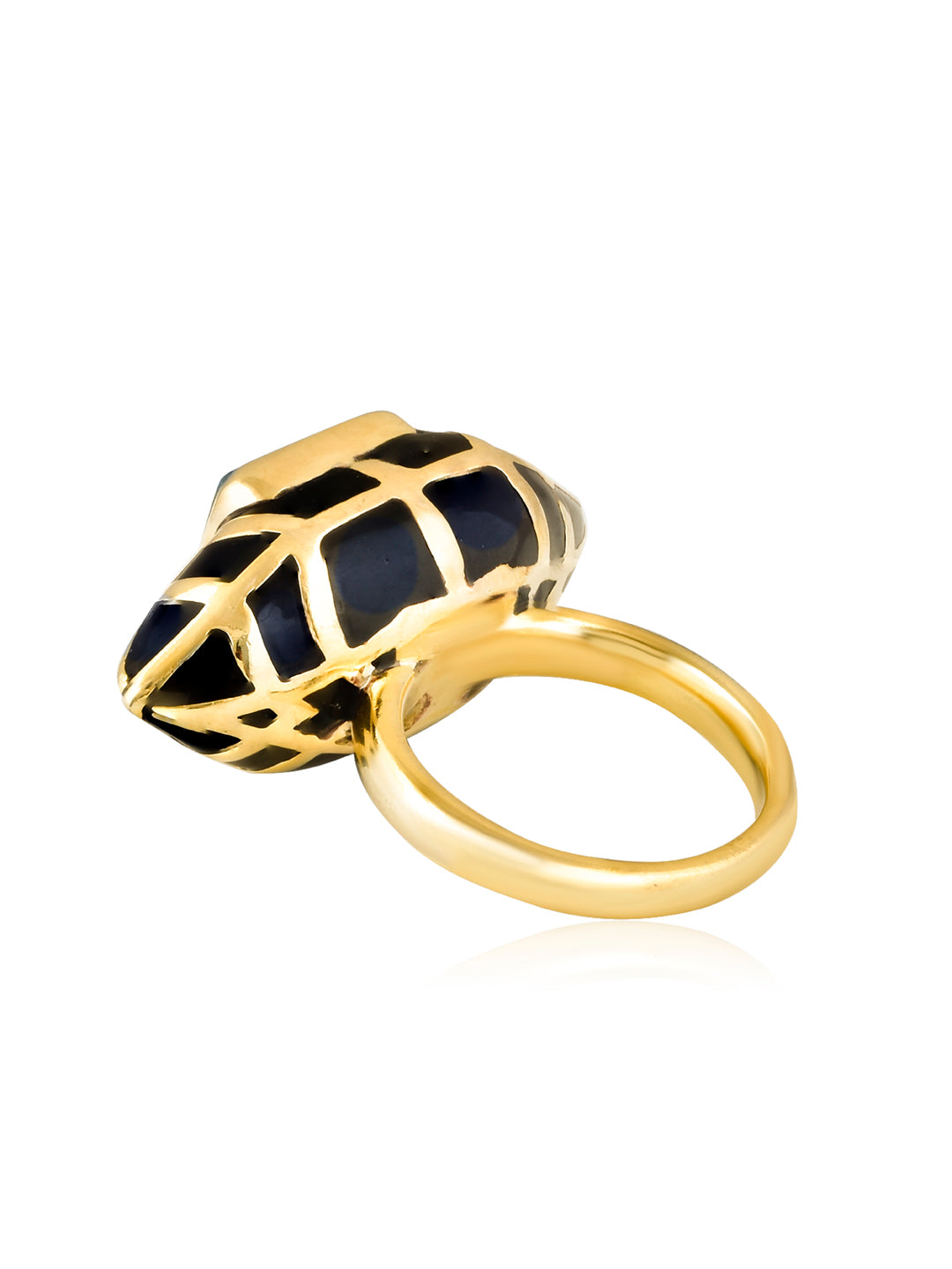 Aina Black and Gold Mirror Ring