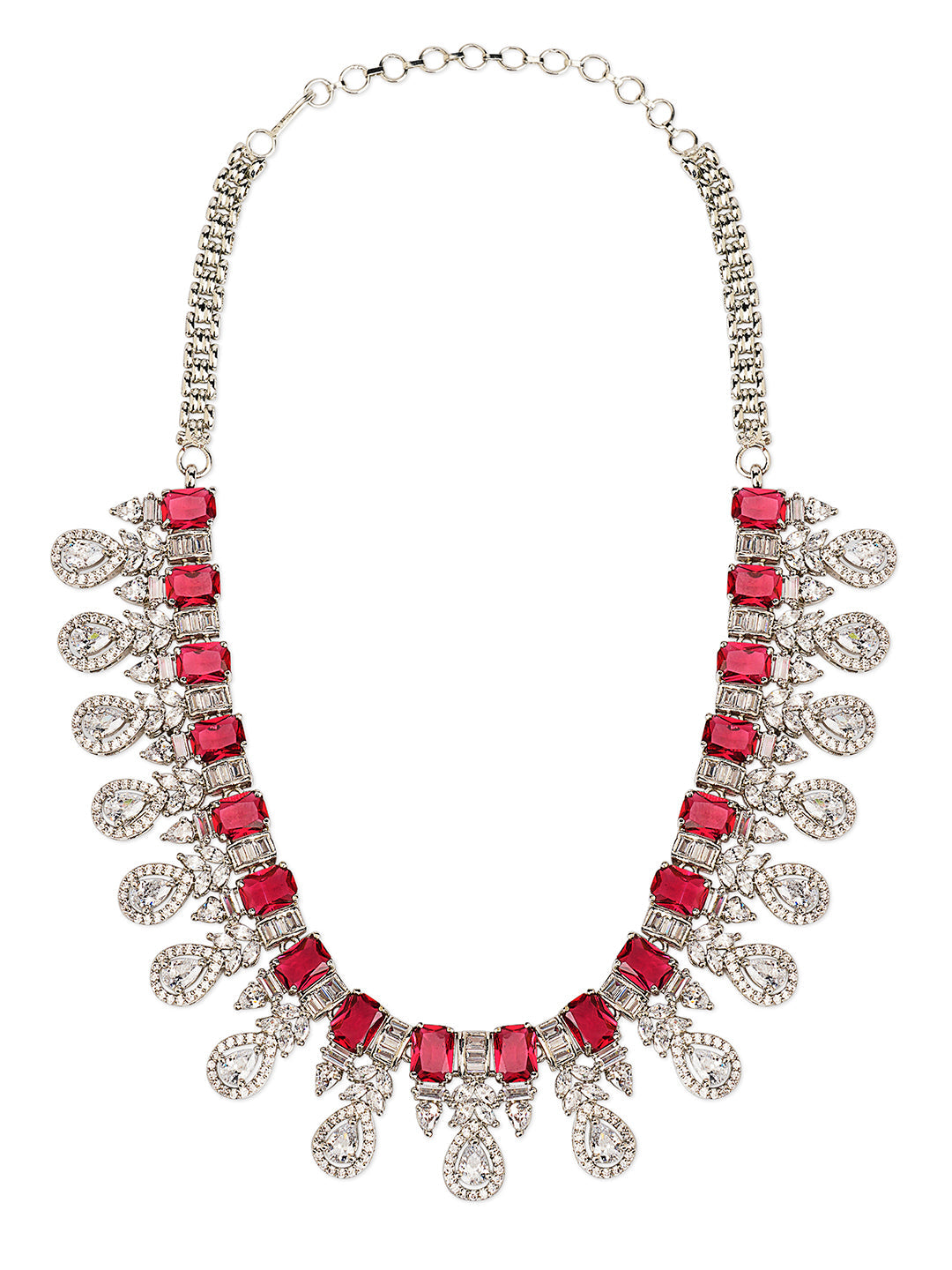 Radiant Ruby Cubic Zirconia Necklace Set