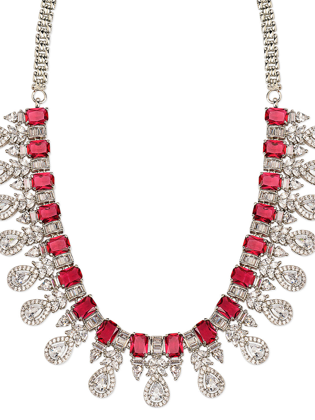 Radiant Ruby Cubic Zirconia Necklace Set