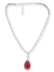 Garnet Glow Drop CZ Necklace Set