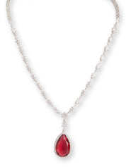 Garnet Glow Drop CZ Necklace Set