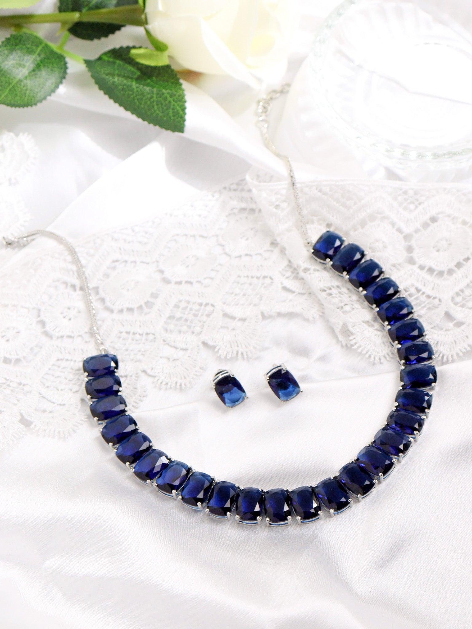 Sapphire Serenade CZ Necklace Set