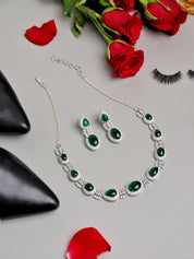 Emerald Green CZ Cabachon Couture Necklace Set