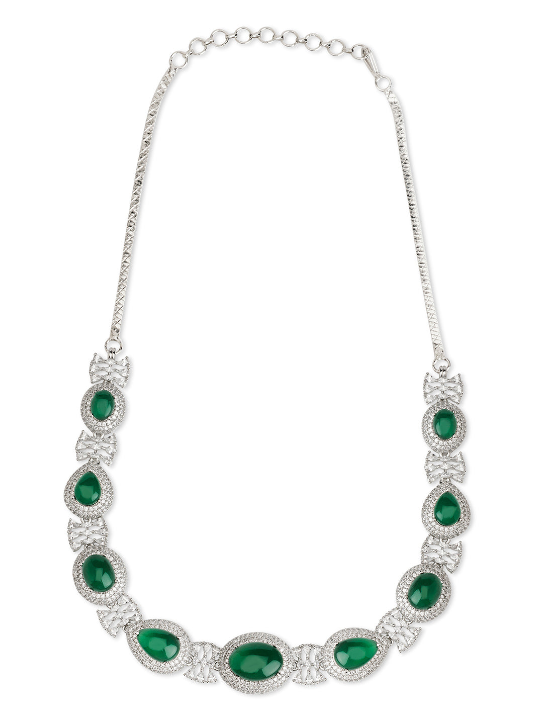 Emerald Green CZ Cabachon Couture Necklace Set