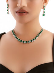 Radiant Emerald Streak Necklace Set