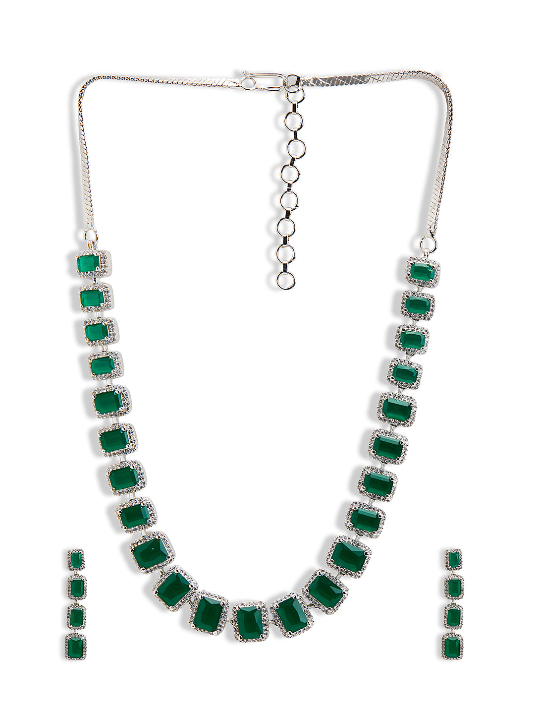 Radiant Emerald Streak Necklace Set